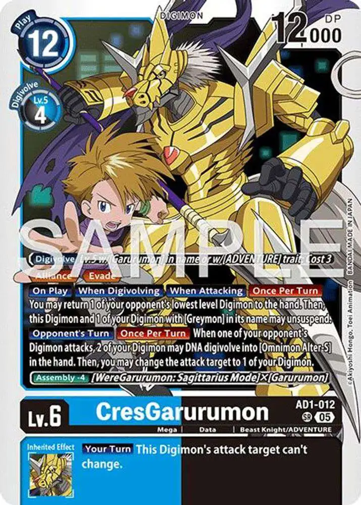 Digimon Trading Card Game Advanced Booster Digimon Generation Single Card  Super Rare CresGarurumon AD1-012 - ToyWiz