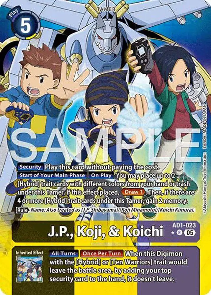 Trading Card Game Advanced Booster Digimon Generation Rare J.P., Koji, &  Koichi AD1-023 [Alternate Art]