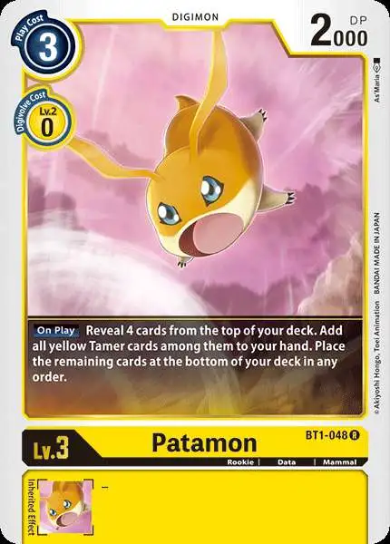 Digimon Trading Card Game Release Special Booster Rare Patamon BT1-048