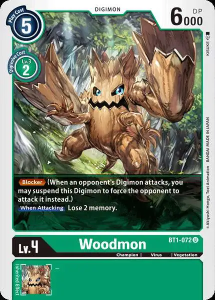 Digimon Trading Card Game Release Special Booster Uncommon Woodmon BT1-072