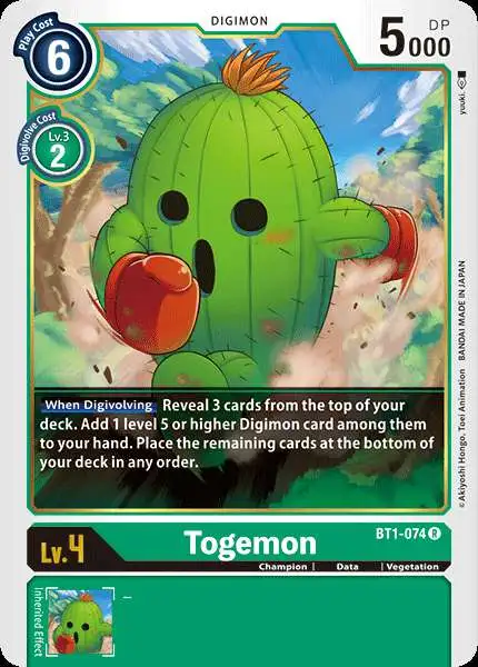 Digimon Trading Card Game Release Special Booster Rare Togemon BT1-074