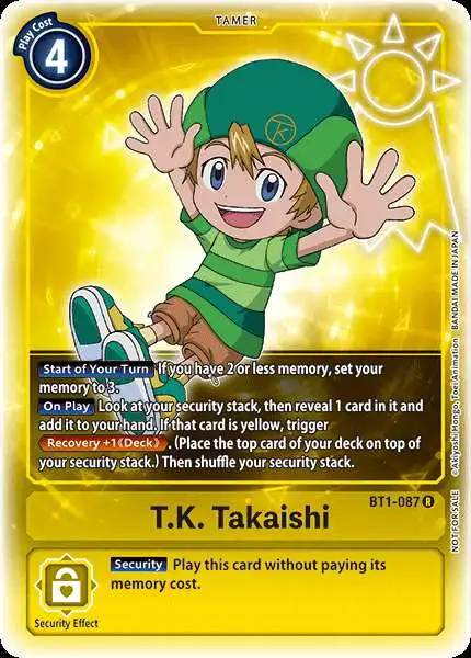 Digimon Trading Card Game Release Special Booster Rare T.K. Takaishi BT1-087 [Alternative Art]