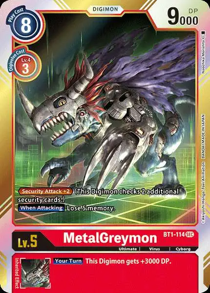 Digimon Trading Card Game Release Special Booster Secret Rare MetalGreymon BT1-114