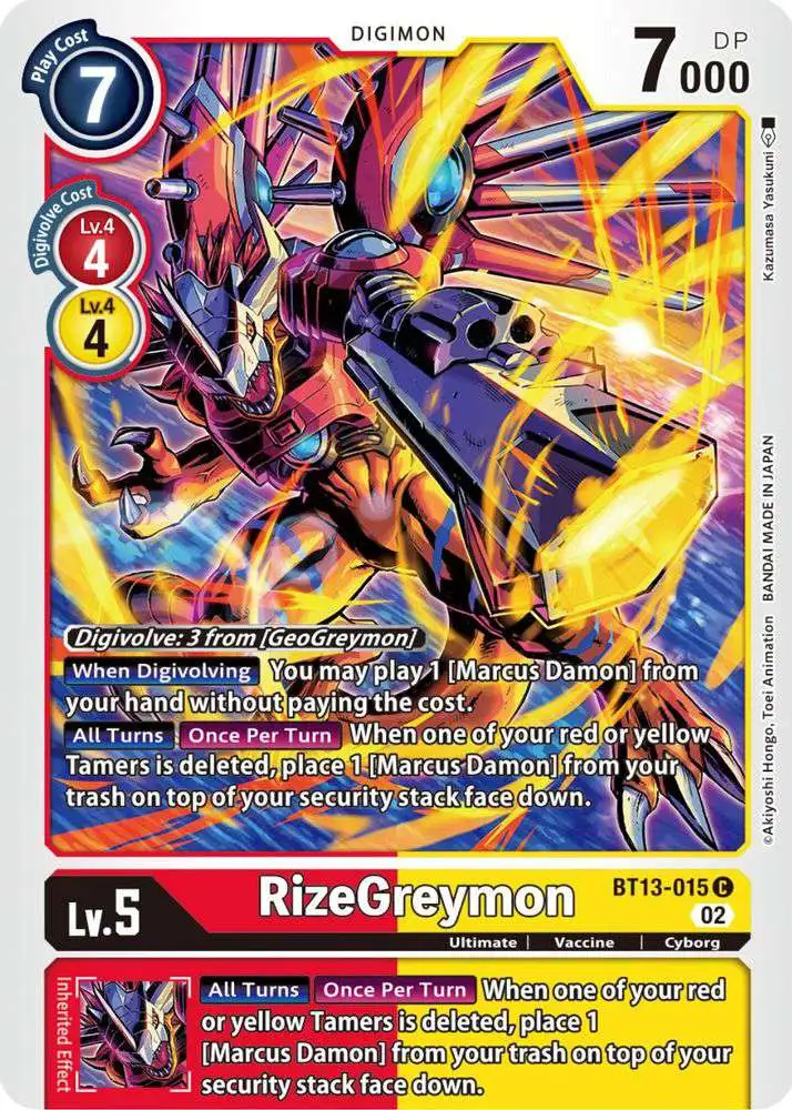 Digimon Trading Card Game Versus Royal Knights Common RizeGreymon BT13-015