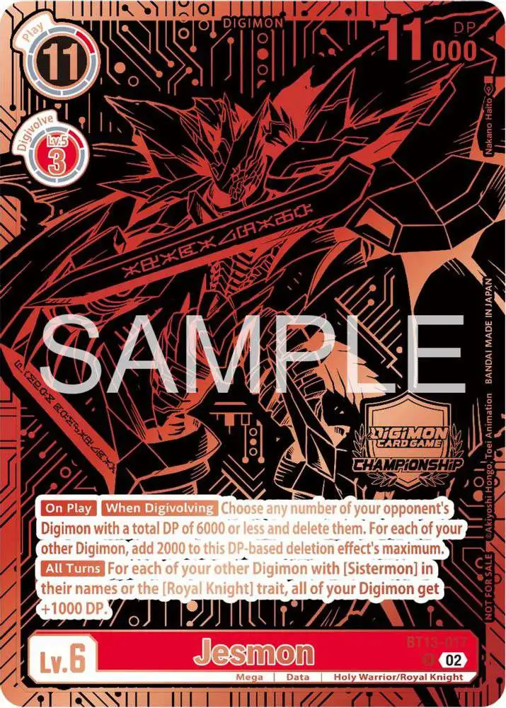 Digimon Trading Card Game Versus Royal Knights Single Card Promo Jesmon BT13-017 2023 Championship Finals 3rd and 4th Place - ToyWiz Digimon Trading Card Game Versus Royal Knights Single Card Promo Jesmon BT13-017 2023 Championship Finals 3rd and 4th Place - ToyWiz