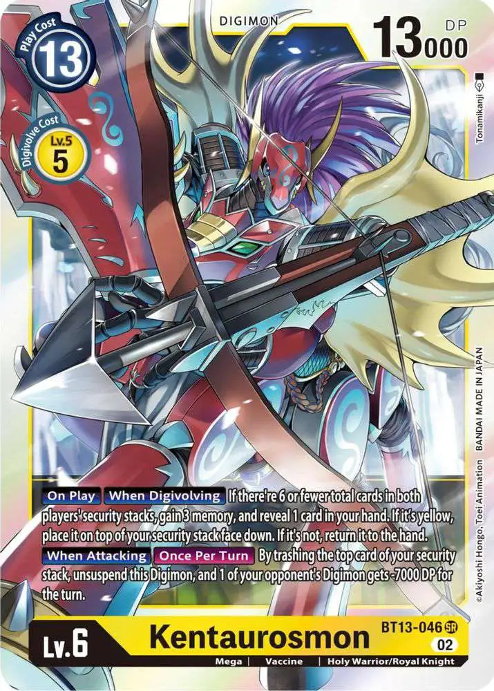 Digimon Trading Card Game Versus Royal Knights Super Rare Kentaurosmon BT13-046