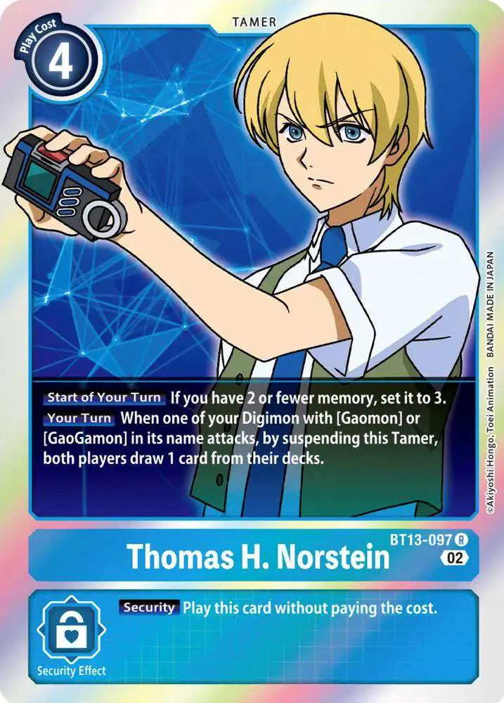 Digimon Trading Card Game Versus Royal Knights Single Card Rare Thomas H. Norstein BT13-097 - ToyWiz Digimon Trading Card Game Versus Royal Knights Single Card Rare Thomas H. Norstein BT13-097 - ToyWiz