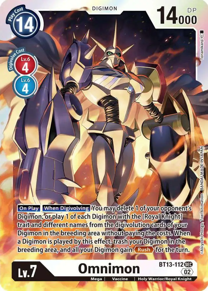 Digimon Trading Card Game Versus Royal Knights Secret Rare Omnimon BT13-112 Digimon Trading Card Game Versus Royal Knights Secret Rare Omnimon BT13-112