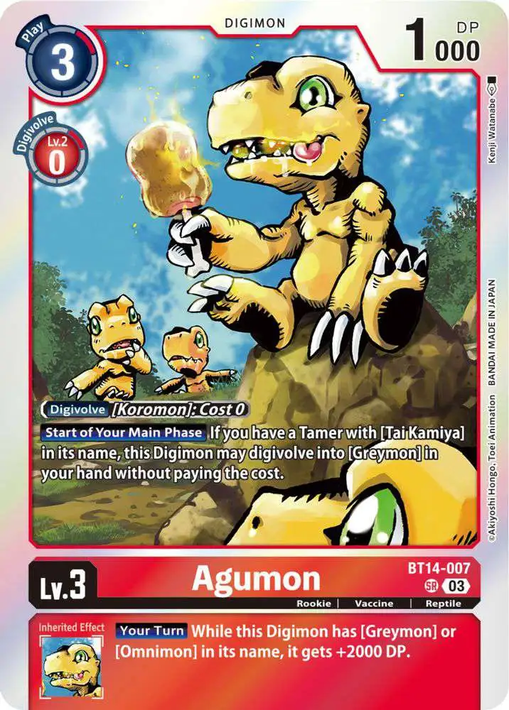 Digimon Trading Card Game Blast Ace Super Rare Agumon BT14-007