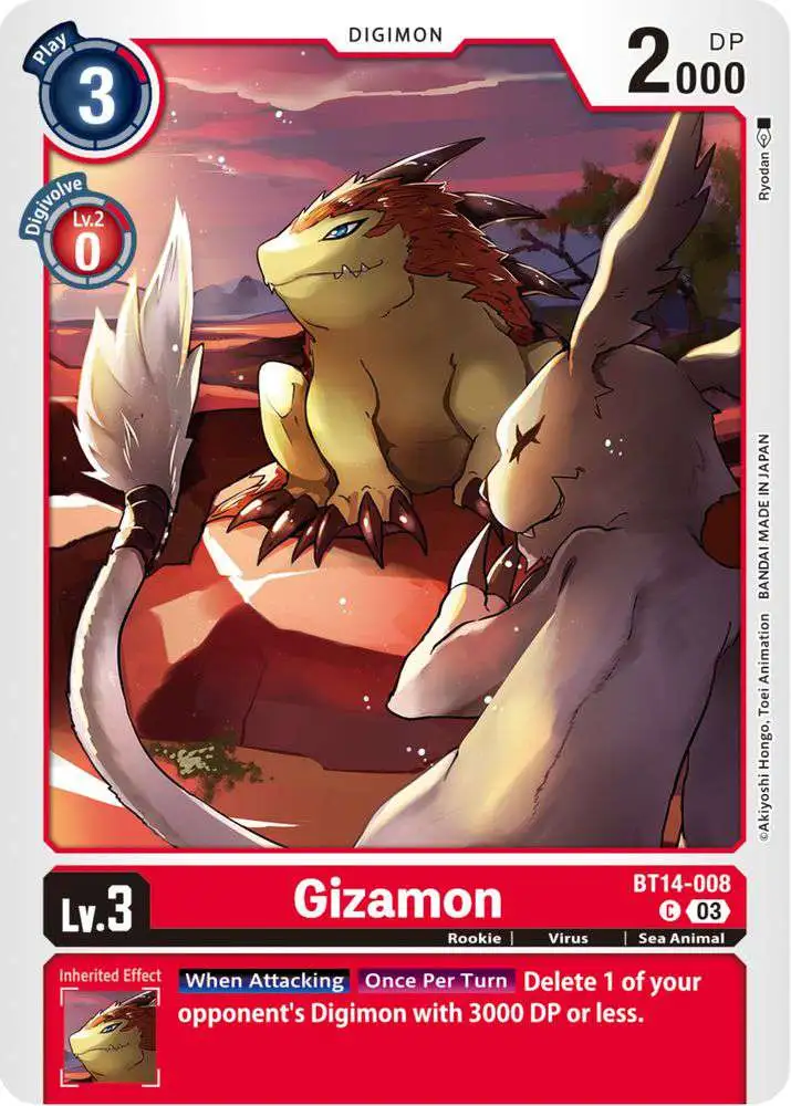 Digimon Trading Card Game Blast Ace Common Gizamon BT14-008