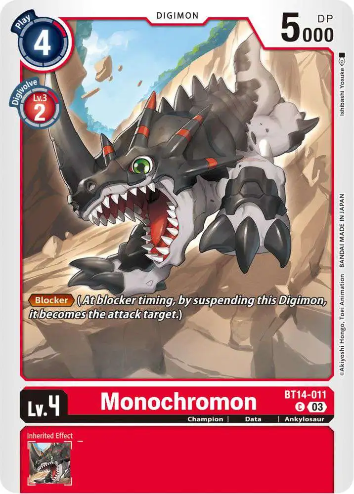 Digimon Trading Card Game Blast Ace Single Card Common Monochromon BT14-011  - ToyWiz