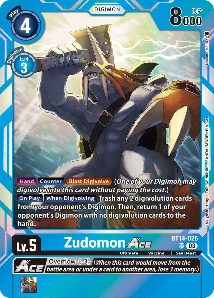 Digimon Trading Card Game Blast Ace Super Rare Zudomon Ace BT14-026