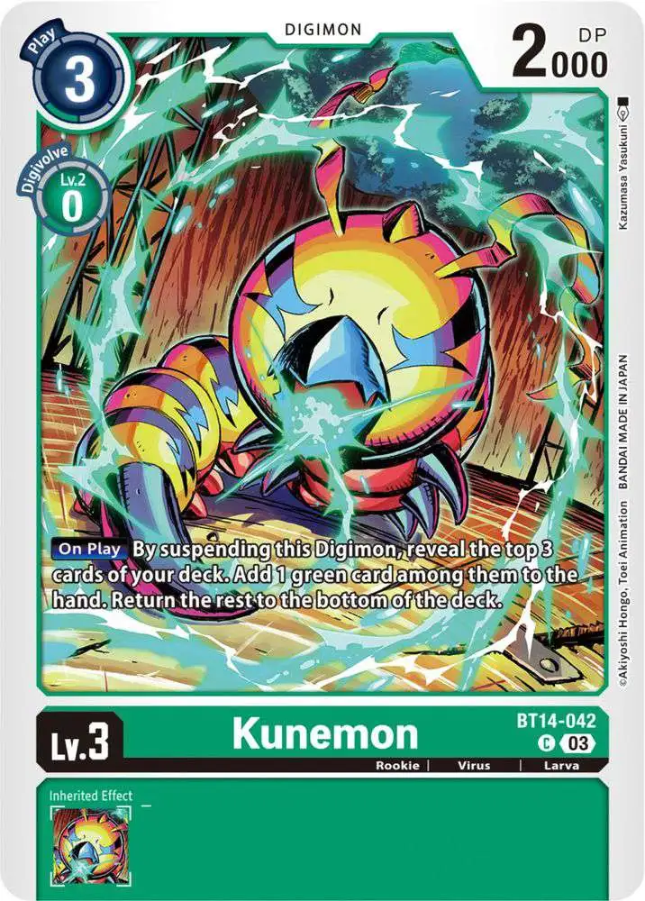 Digimon Trading Card Game Blast Ace Common Kunemon BT14-042