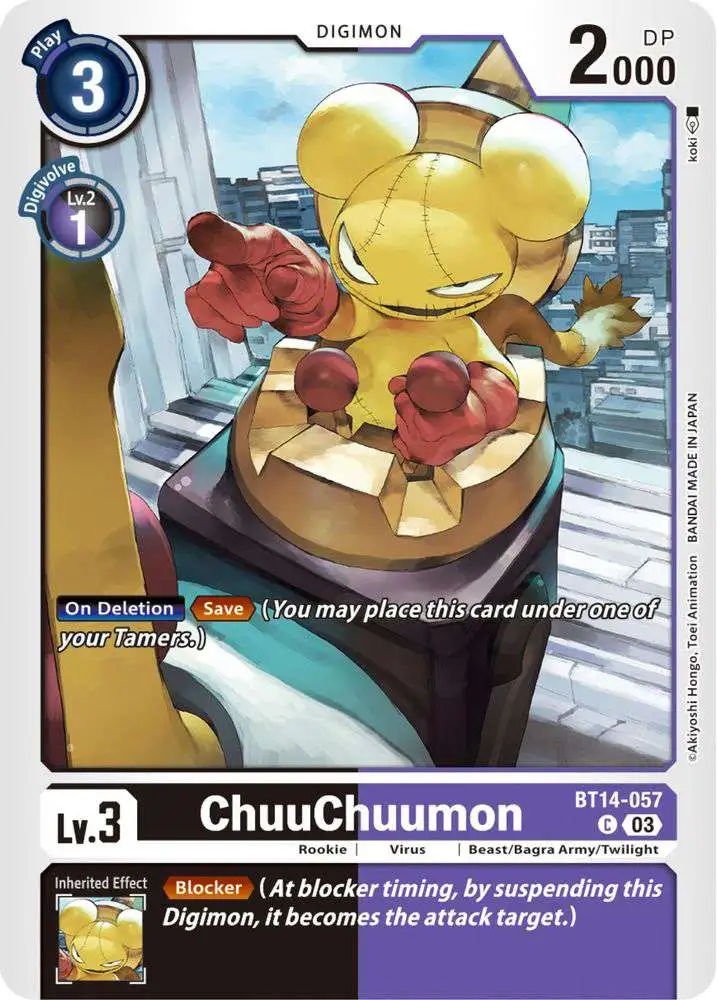 Digimon Trading Card Game Blast Ace Common ChuuChuumon BT14-057
