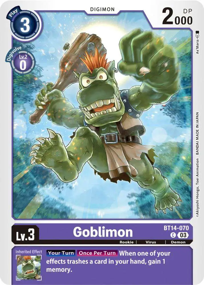 Digimon Trading Card Game Blast Ace Common Goblimon BT14-070
