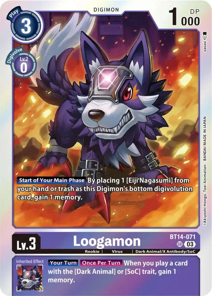 Digimon Trading Card Game Blast Ace Super Rare Loogamon BT14-071