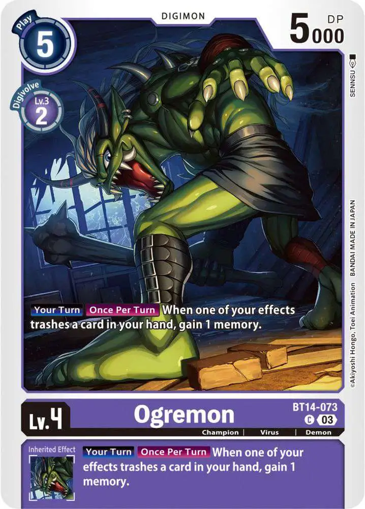 Digimon Trading Card Game Blast Ace Single Card Common Ogremon BT14-073 -  ToyWiz