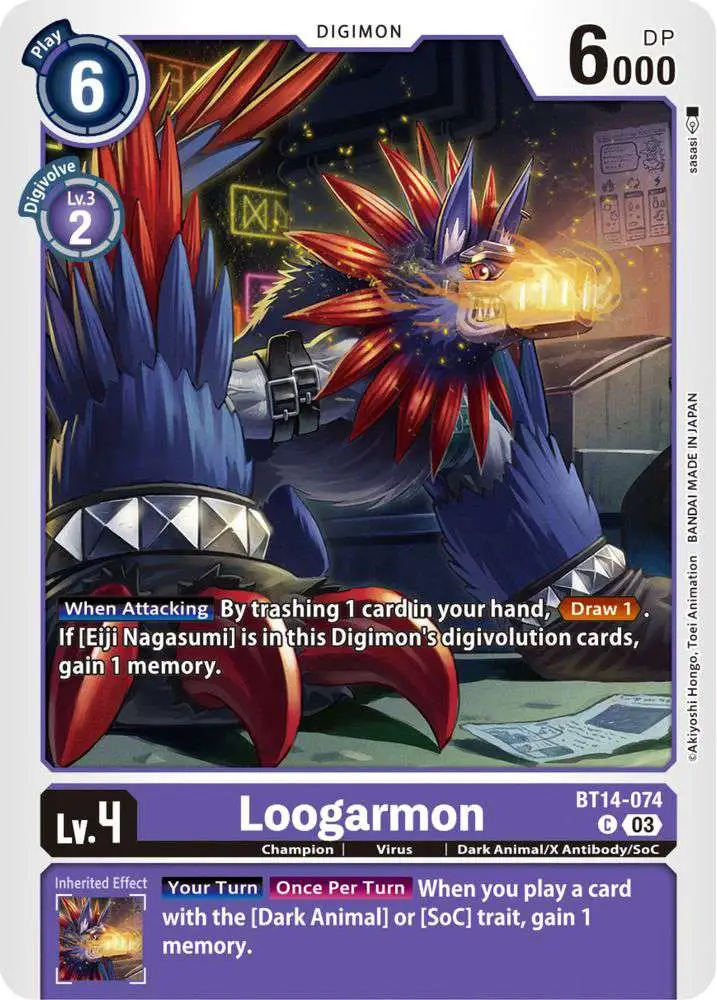 Digimon Trading Card Game Blast Ace Common Loogarmon BT14-074