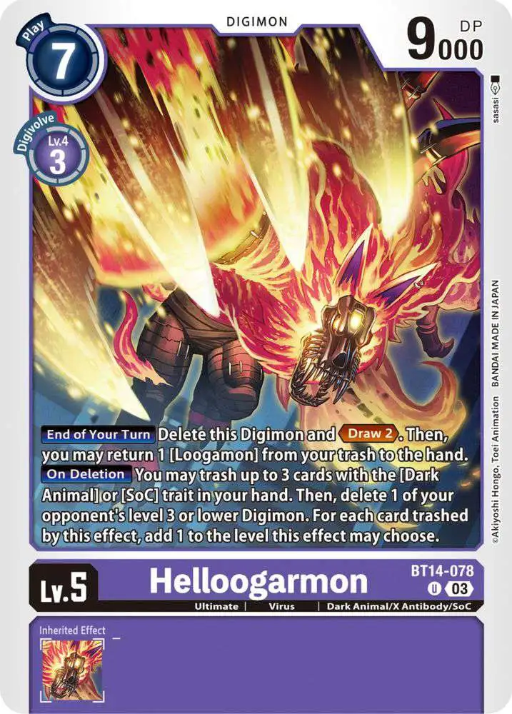 Digimon Trading Card Game Blast Ace Uncommon Helloogarmon BT14-078