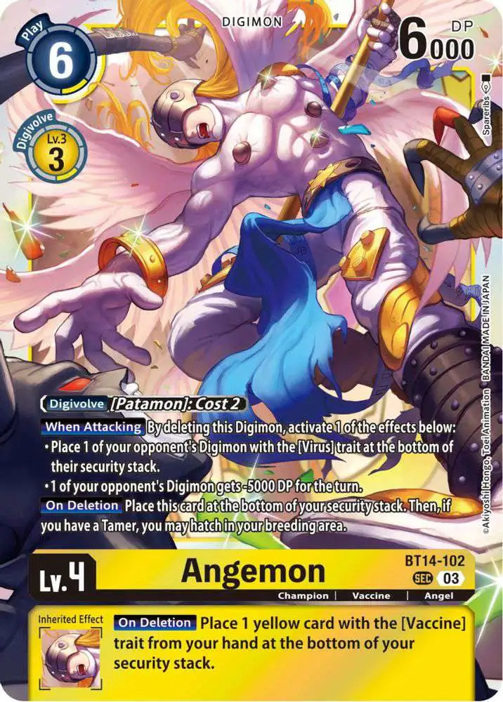 Digimon Trading Card Game Blast Ace Secret Rare Angemon BT14-102