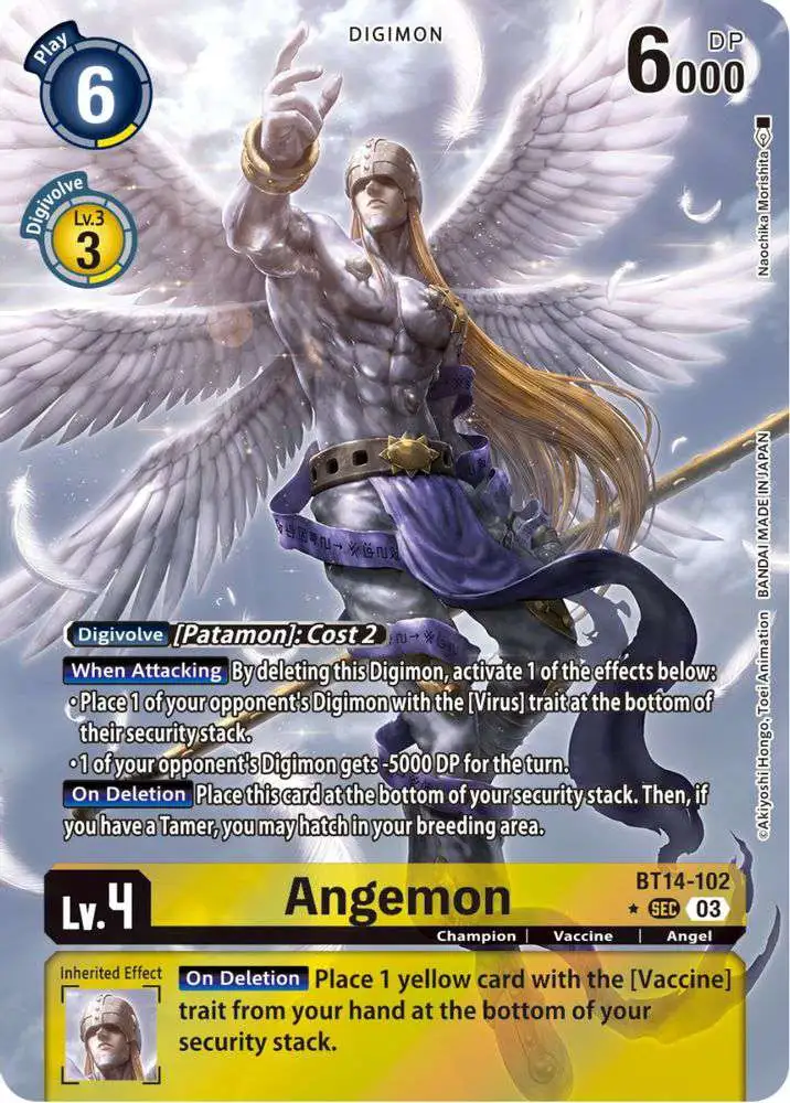 Digimon Trading Card Game Blast Ace Secret Rare Angemon BT14-102 [Alternate Art]