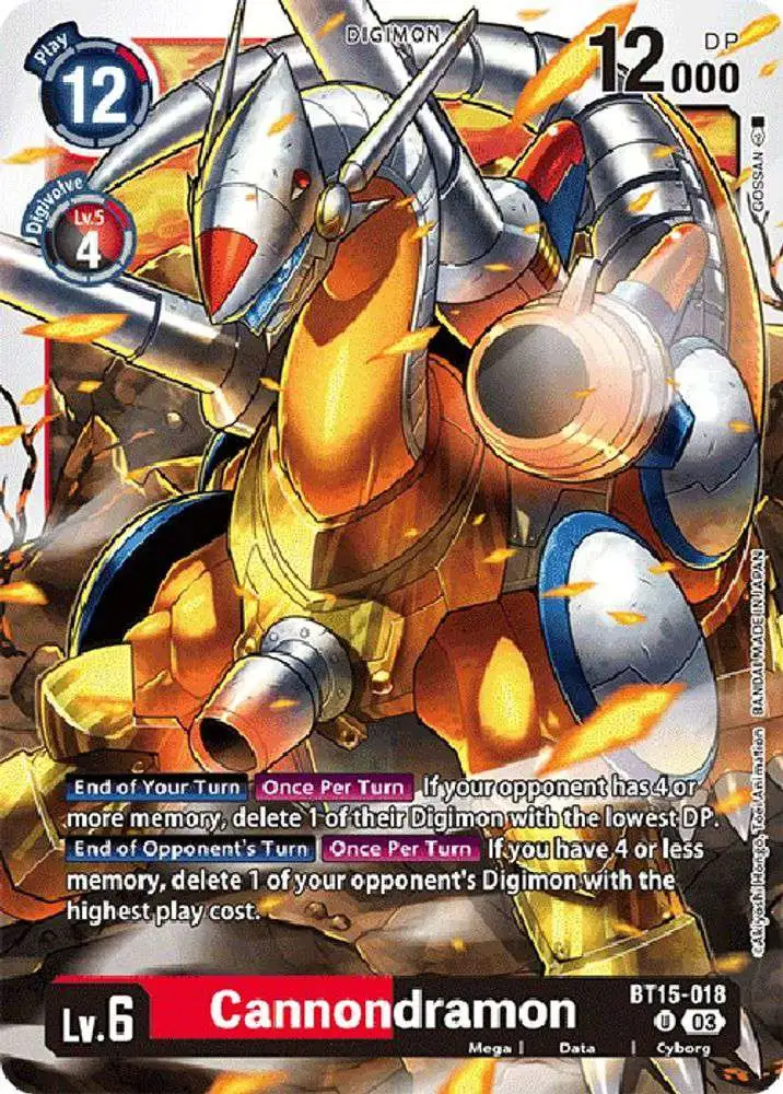 Digimon Exceed Apocalypse Uncommon Cannondramon BT15-018