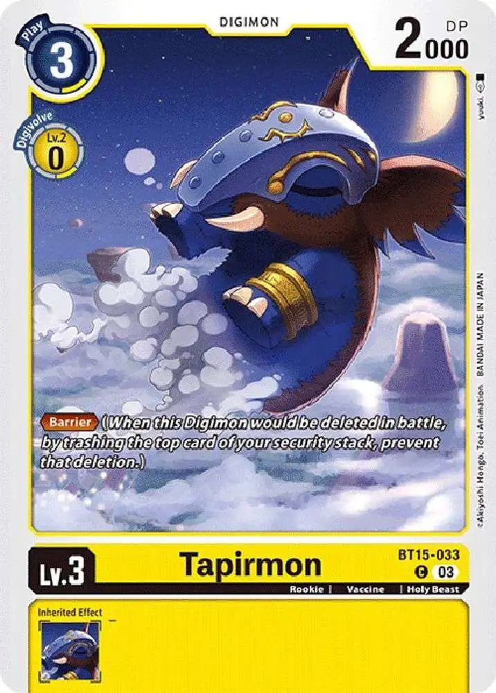 Digimon Exceed Apocalypse Single Card Common Tapirmon BT15-033 - ToyWiz