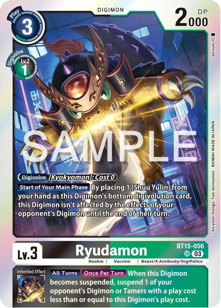 Digimon Trading Card Game Exceed Apocalypse Super Rare Ryudamon BT15-056 Digimon Trading Card Game Exceed Apocalypse Super Rare Ryudamon BT15-056