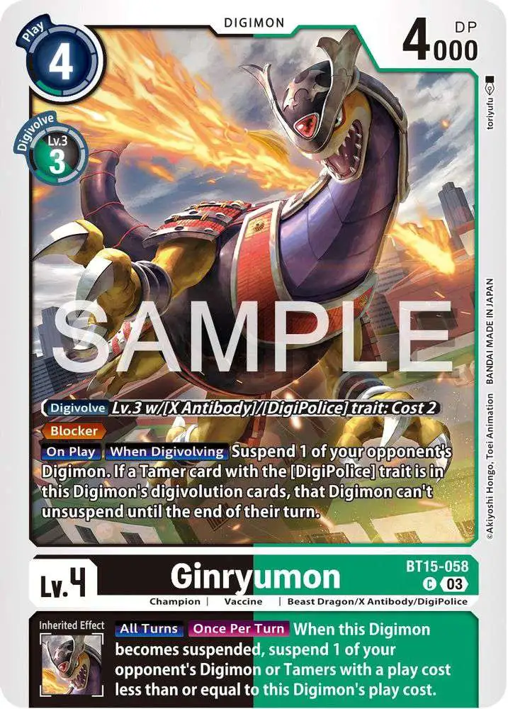 Digimon Exceed Apocalypse Common Ginryumon BT15-058
