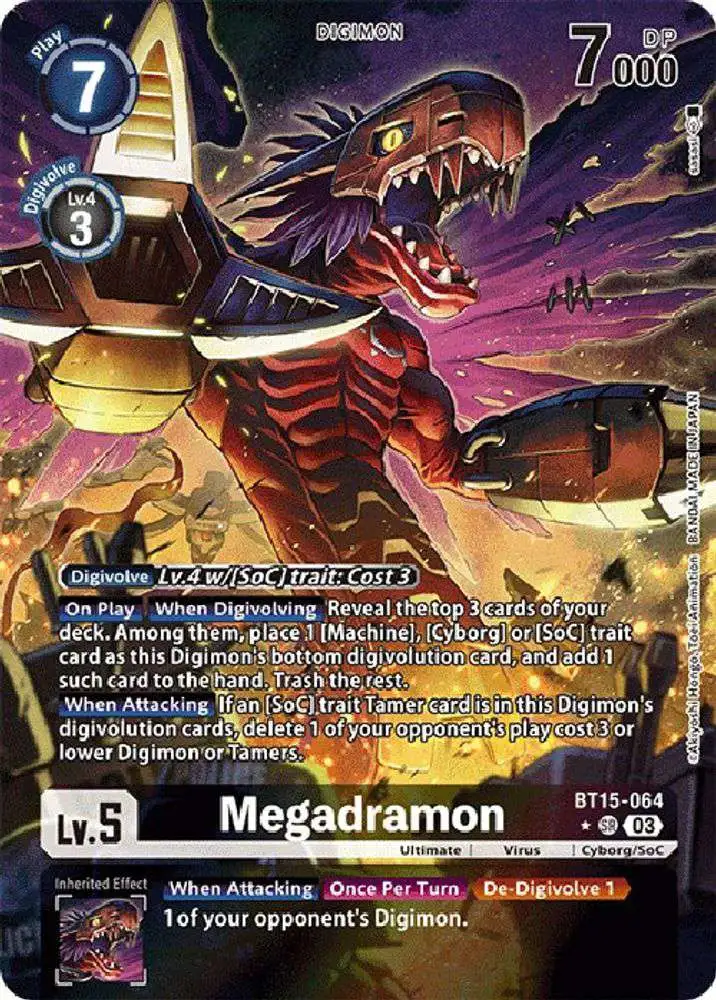 Digimon Exceed Apocalypse Single Card Super Rare Megadramon BT15-064 ...