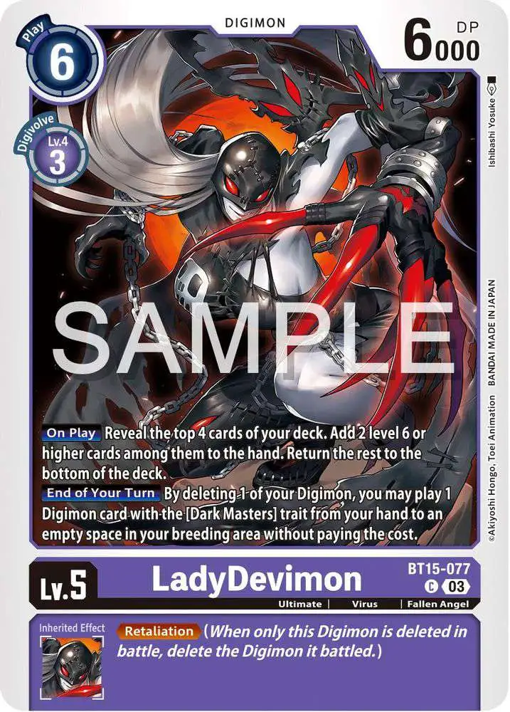Digimon Trading Card Game Exceed Apocalypse Common LadyDevimon BT15-077