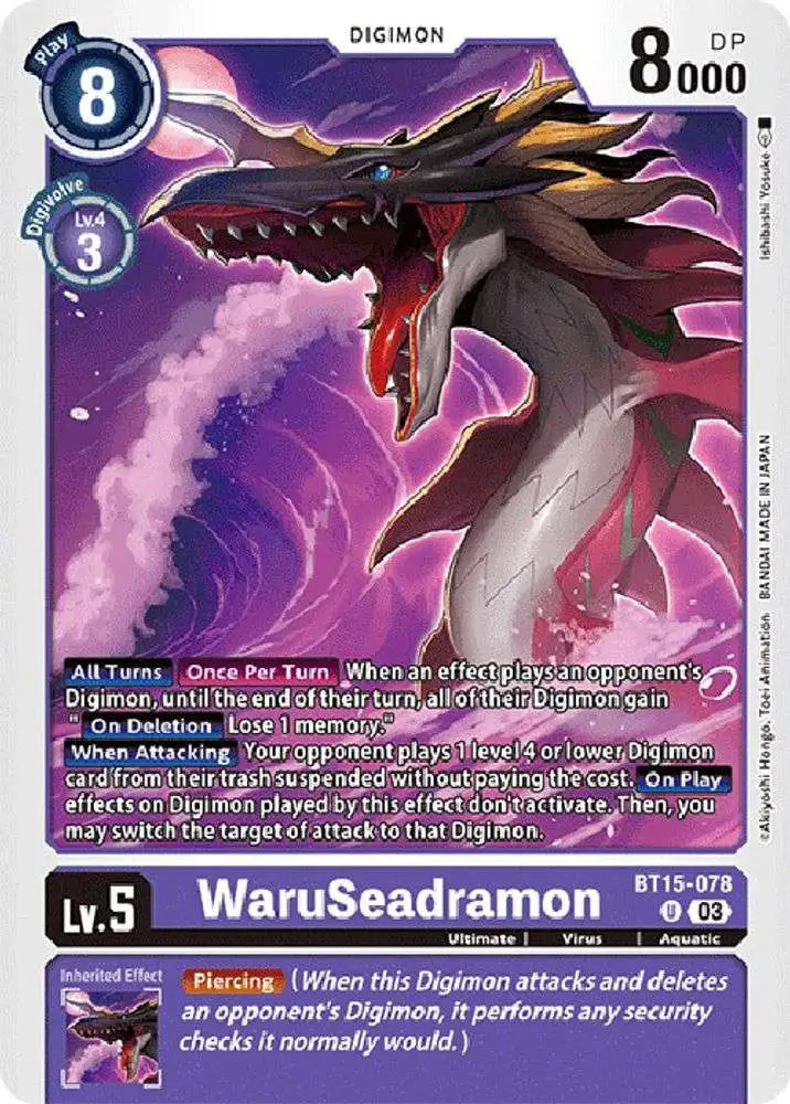 Digimon Exceed Apocalypse Uncommon WaruSeadramon BT15-078