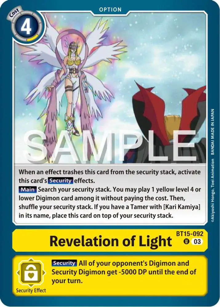Digimon Exceed Apocalypse Uncommon Revelation of Light BT15-092