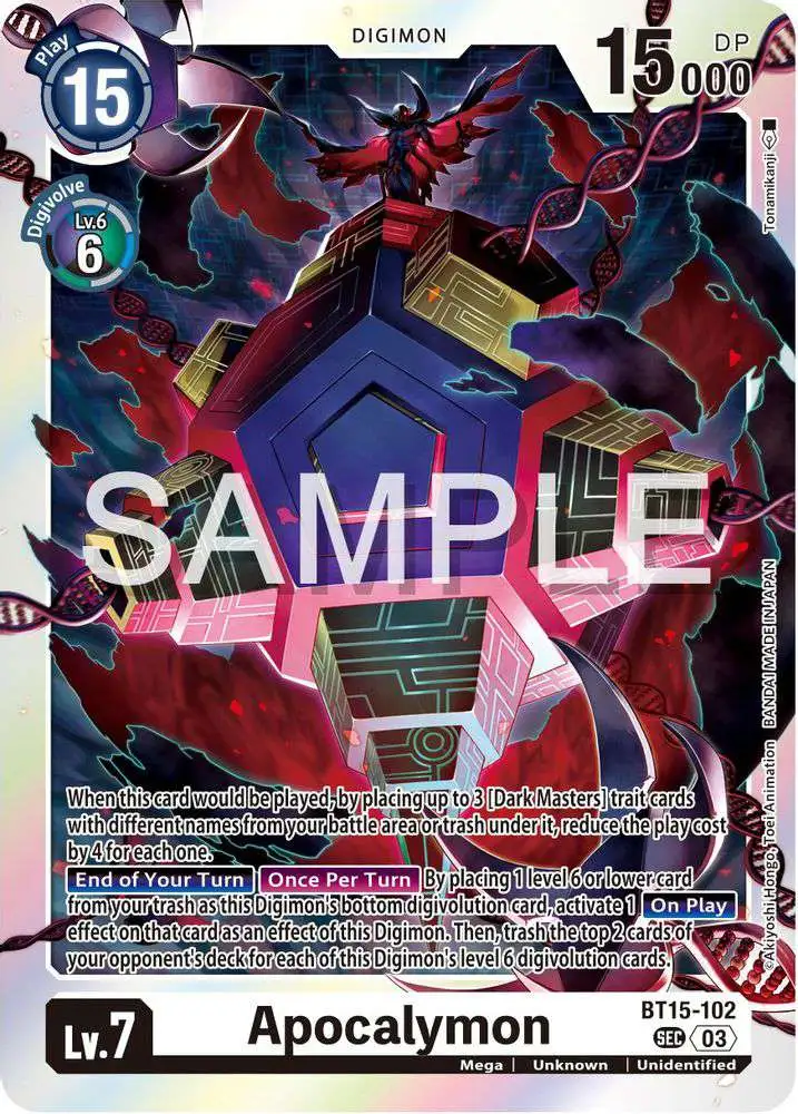 Digimon Exceed Apocalypse Single Card Secret Rare Apocalymon BT15