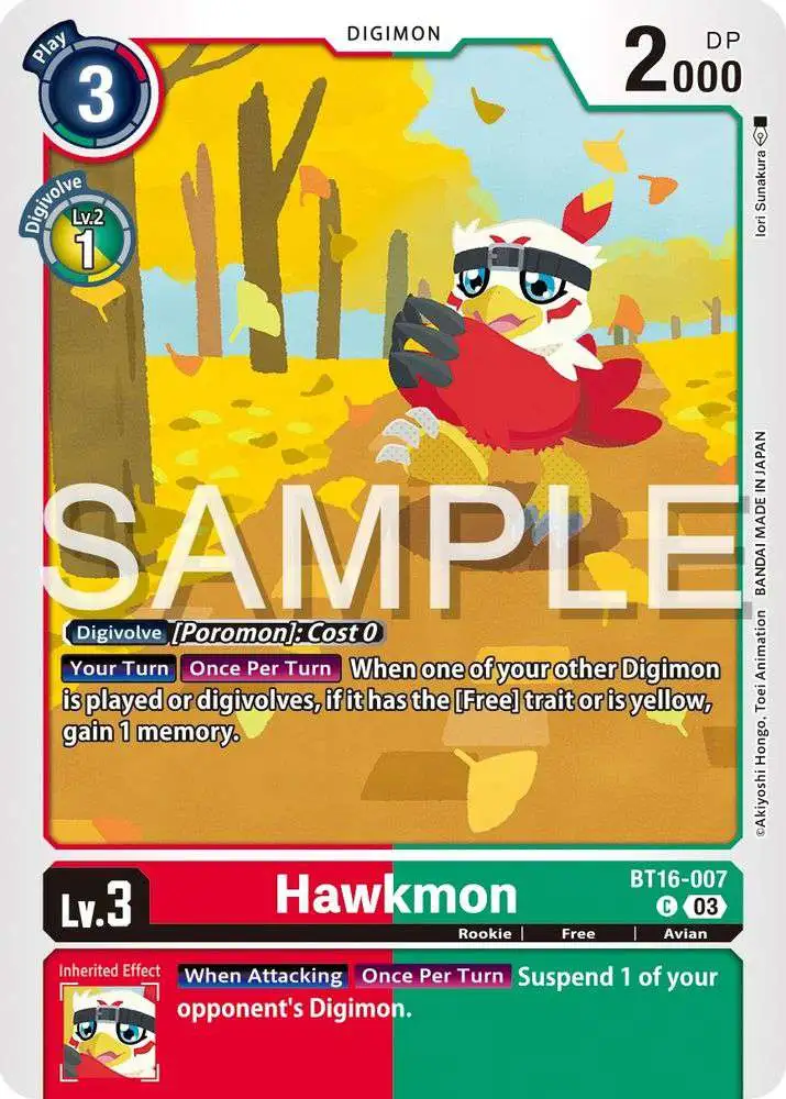 Digimon Trading Card Game Beginning Observer Common Hawkmon BT16-007