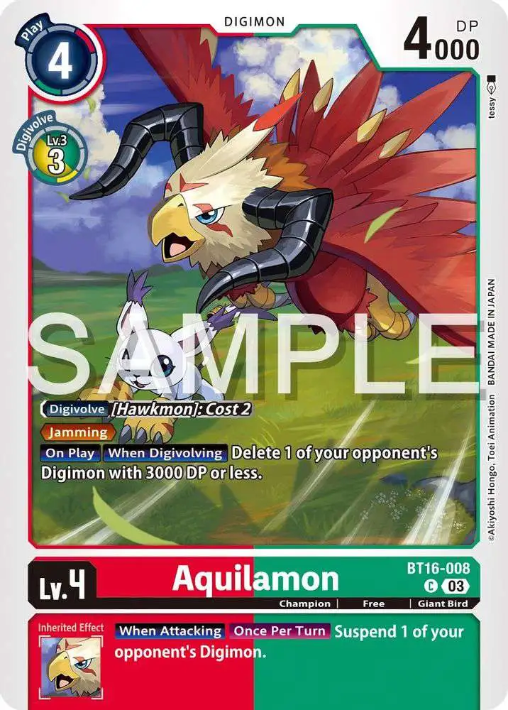 Digimon Trading Card Game Beginning Observer Common Aquilamon BT16-008