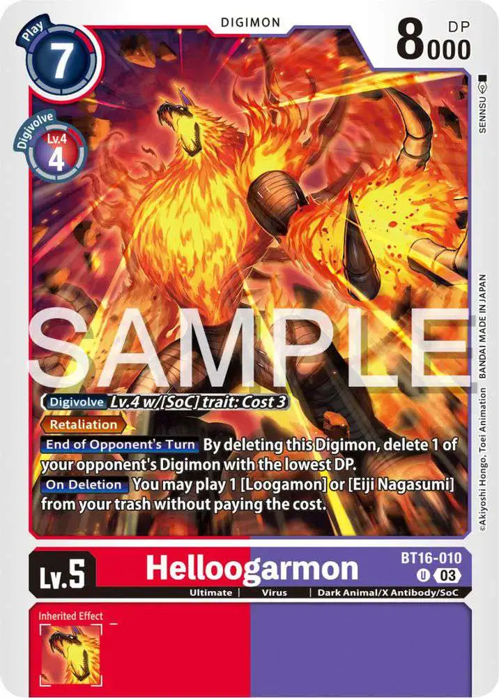 Digimon Trading Card Game Beginning Observer Uncommon Helloogarmon BT16-010