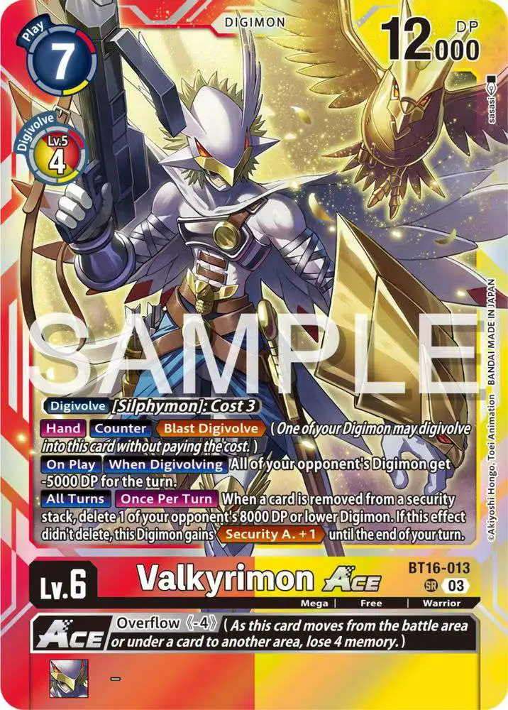 Digimon Trading Card Game Beginning Observer Super Rare Valkyrimon Ace BT16-013