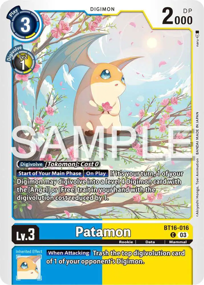 Digimon Trading Card Game Beginning Observer Common Patamon BT16-016