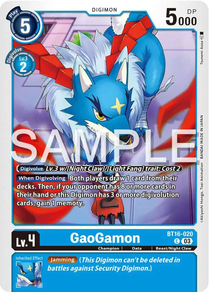 Digimon Trading Card Game Beginning Observer Common GaoGamon BT16-020