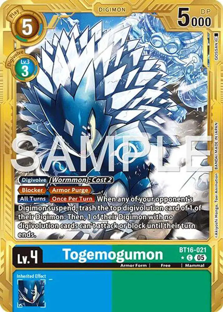 Digimon Trading Card Game Advanced Booster Digimon Generation Single Card Common Togemogumon BT16-021 Gold Border - ToyWiz Digimon Trading Card Game Advanced Booster Digimon Generation Single Card Common Togemogumon BT16-021 Gold Border - ToyWiz