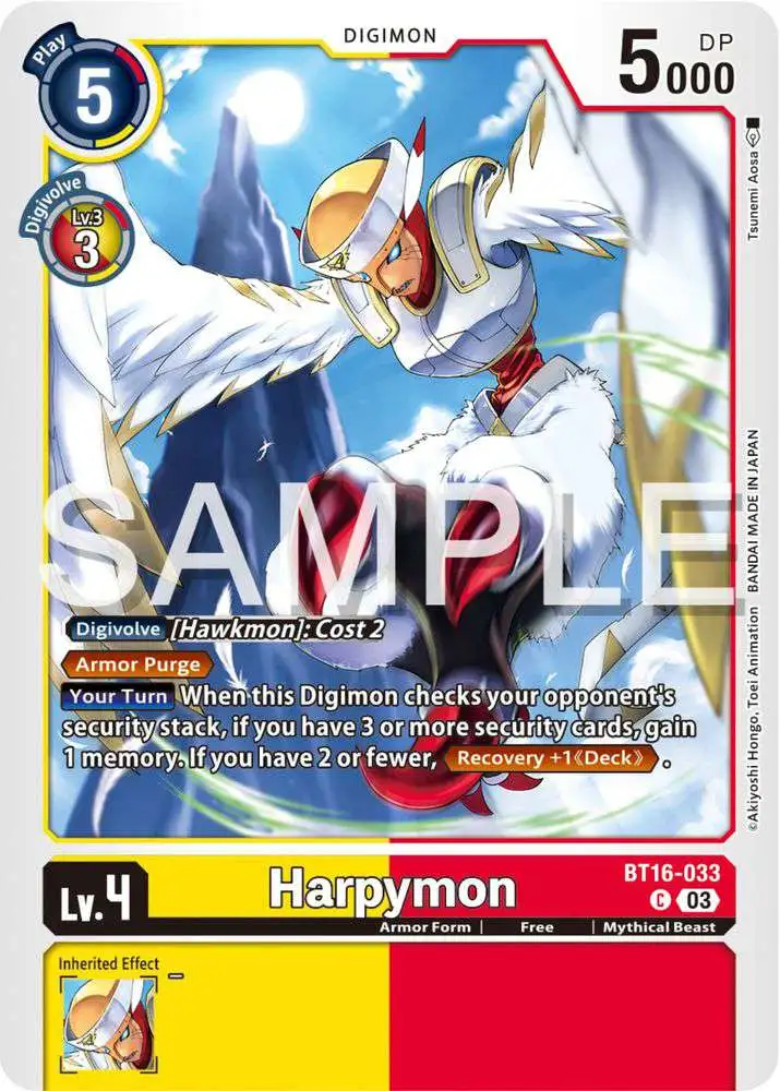 Digimon Trading Card Game Beginning Observer Common Harpymon BT16-033