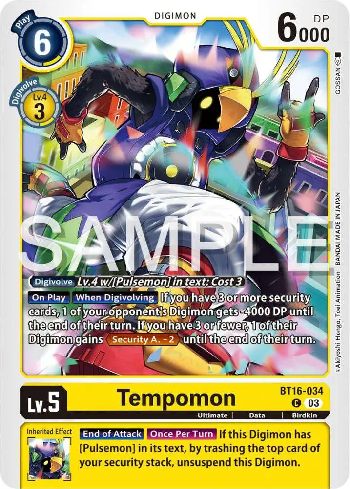 Digimon Trading Card Game Beginning Observer Common Tempomon BT16-034