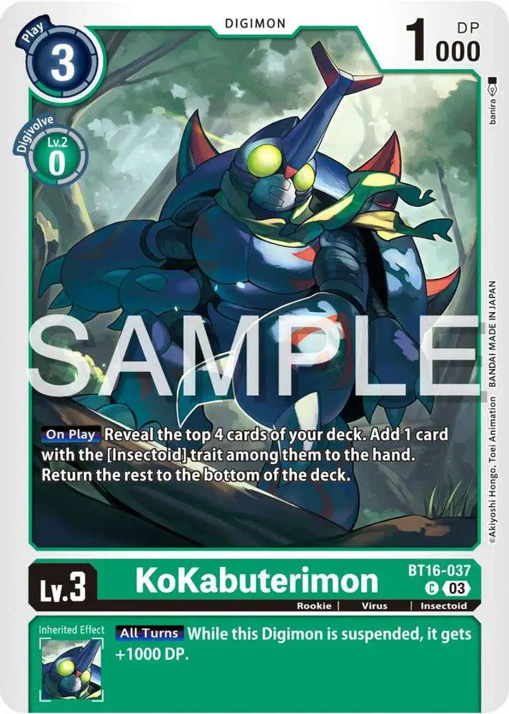 Digimon Trading Card Game Beginning Observer Common KoKabuterimon BT16-037