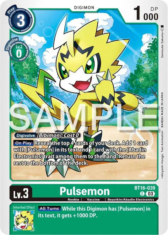 Digimon Trading Card Game Beginning Observer Common Pulsemon BT16-039