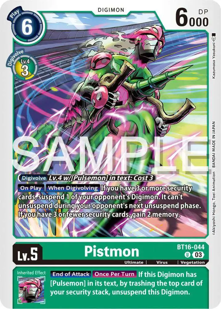 Digimon Trading Card Game Beginning Observer Uncommon Pistmon BT16-044