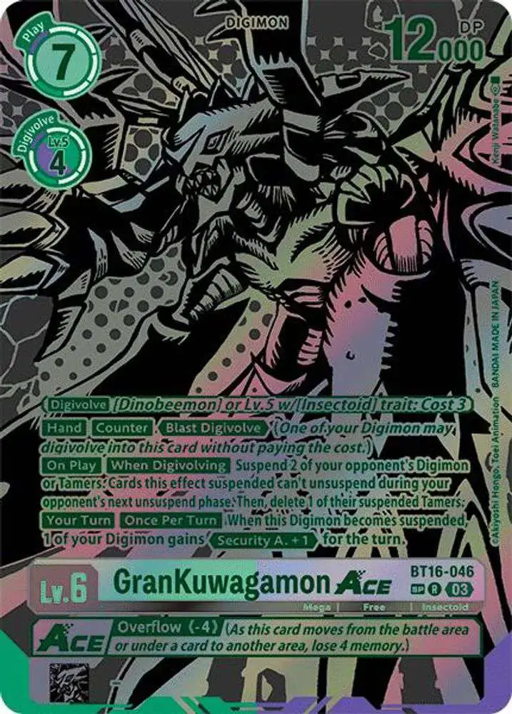Digimon Trading Card Game Beginning Observer Rare GranKuwagamon Ace BT16-046 [Textured]
