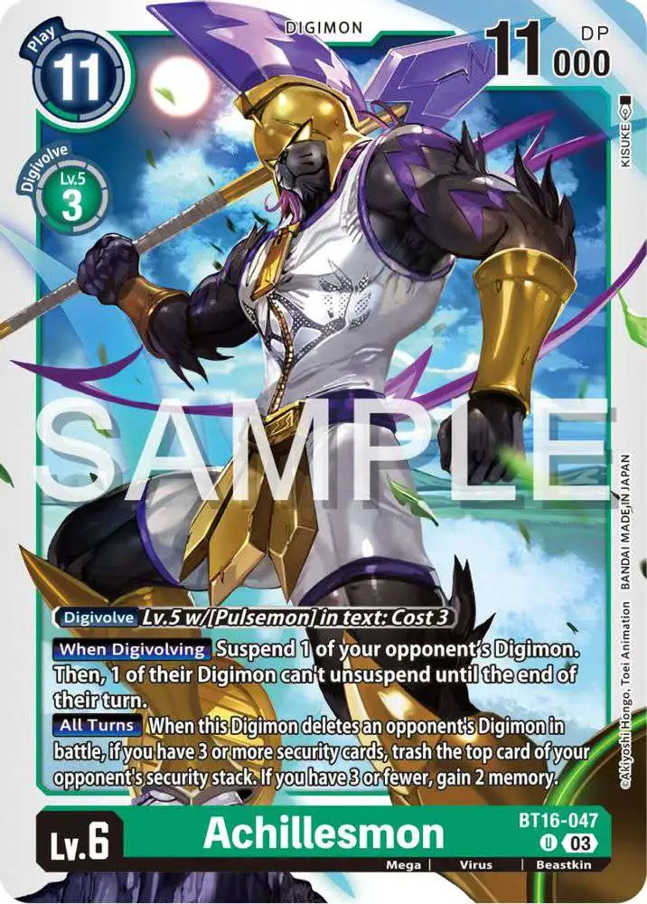 Digimon Trading Card Game Beginning Observer Uncommon Achillesmon BT16-047