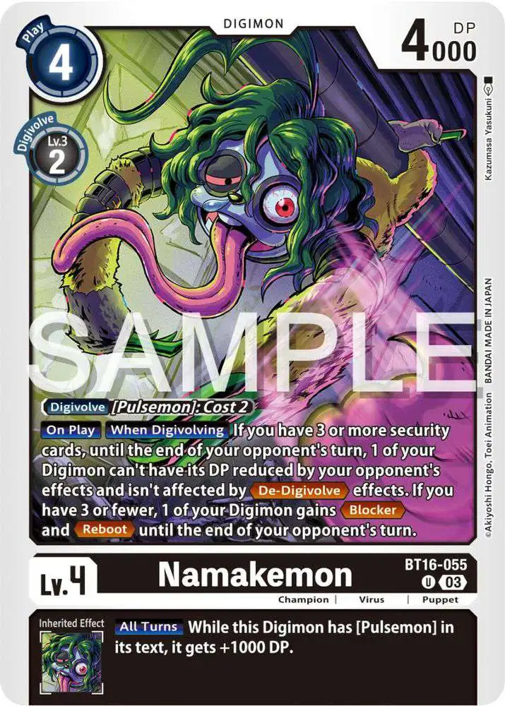 Digimon Trading Card Game Beginning Observer Uncommon Namakemon BT16-055