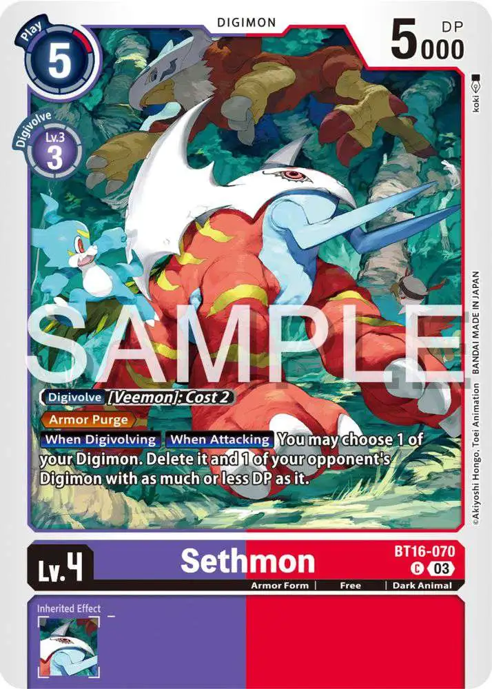 Digimon Trading Card Game Beginning Observer Common Sethmon BT16-070